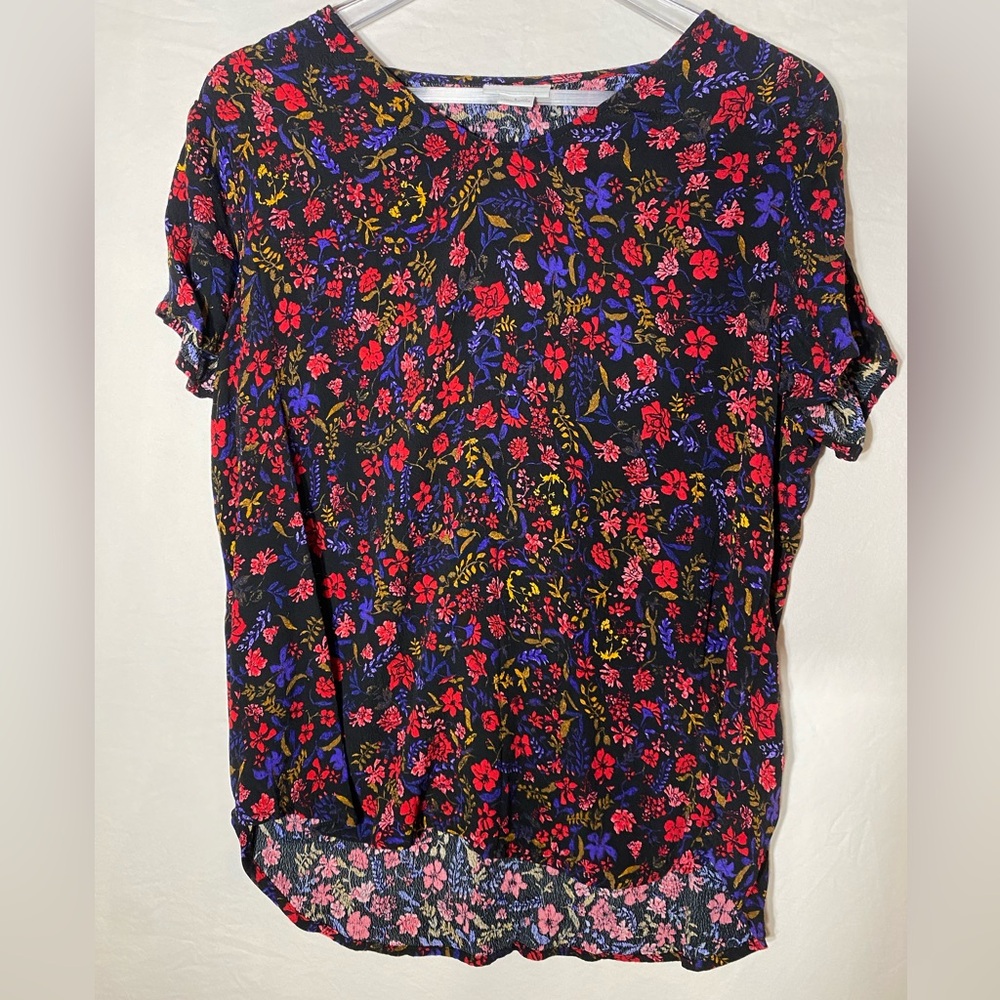 Liz Claiborne Black and Red Floral Blouse